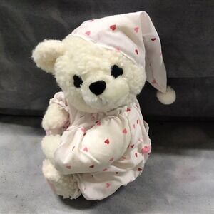 Vintage Teleflora 8" Plush Dream Bear Sitting Pajamas Hearts Hugger Stuffed